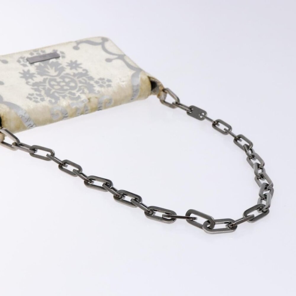 Authentic GUCCI Chain Shoulder Bag Velor White 007 2033 1705 - Picture 14 of 16